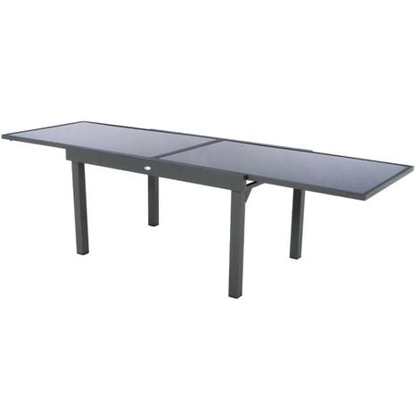 Table rectangulaire ext. verre Piazza 10 p. graphite Hespéride - Gris Anthracite