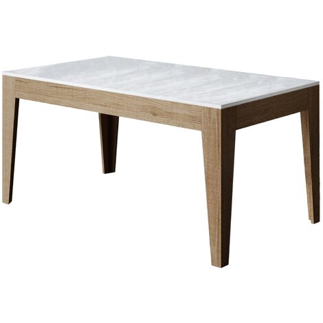 Table rectangulaire extensible 160-220cm bois clair et blanc Mixa