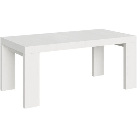 Table rectangulaire extensible 160 à 420cm blanche Ribo-Support 2 pieds