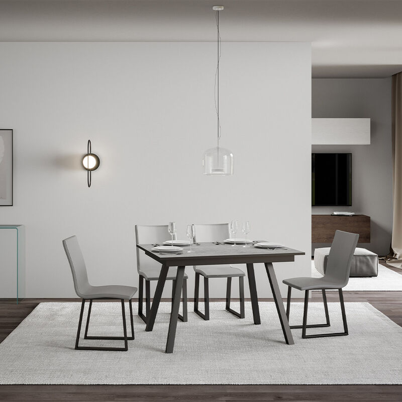 Itamoby - Table à manger extensible grise 90x120-180cm cuisine design Mirhi Concrete