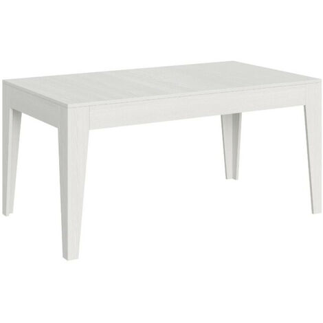 Table rectangulaire extensible 4 à 10 personnes 160/220 cm bois frêne blanc Kina
