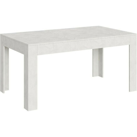 Table rectangulaire extensible 4 à 10 personnes 160 à 220 cm blanc spatulé Tipi