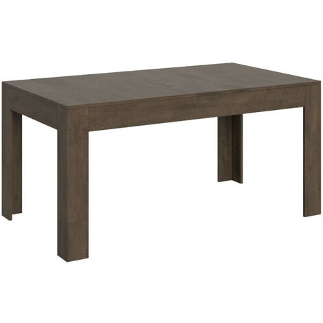 Table rectangulaire extensible 4 à 10 personnes 160 à 220 cm bois foncé Tipi