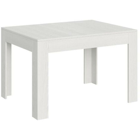 Table rectangulaire extensible 4 à 6 personnes 120 à 180 cm blanc spatulé Tipi