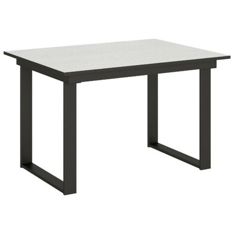 Table rectangulaire extensible 4 à 6 personnes L 120 à 180 cm blanc et métal anthracite Banzy