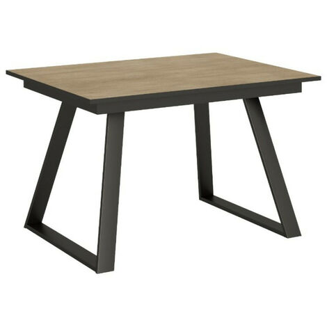 Table rectangulaire extensible 4 à 6 personnes L 120 à 180 cm bois clair et métal anthracite Bareni