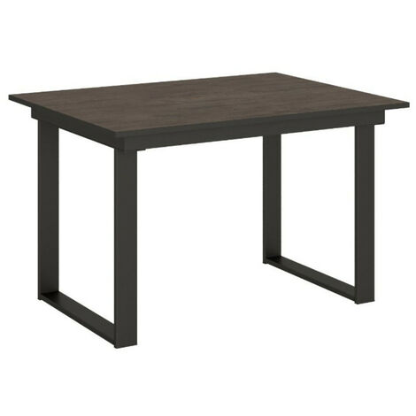 Table rectangulaire extensible 4 à 6 personnes L 120 à 180 cm bois foncé et métal anthracite Banzy