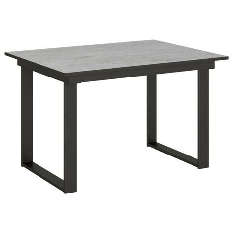 Table rectangulaire extensible 4 à 6 personnes L 120 à 180 cm gris béton et métal anthracite Banzy