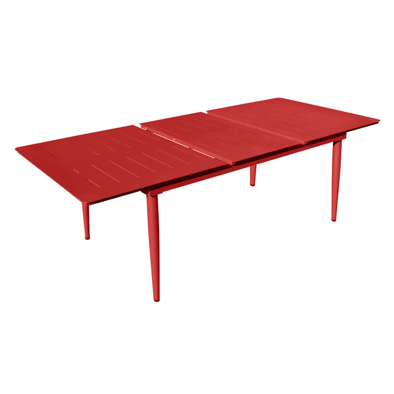 Essenciel Green - Table De Jardin Rectangulaire Extensible 10 Personnes Inari En Aluminium Rouge 240X100XH75CM- Meuble de Jardin - Rouge