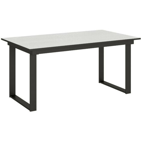 Table rectangulaire extensible 6 à 10 personnes L 160 à 220 cm frêne blanc et métal anthracite Banzy