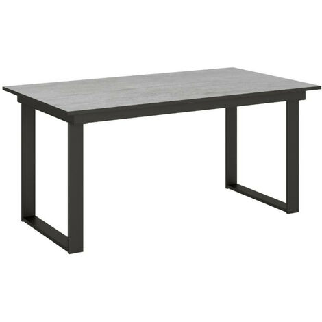 Table rectangulaire extensible 6 à 10 personnes L 160 à 220 cm gris béton et métal anthracite Banzy