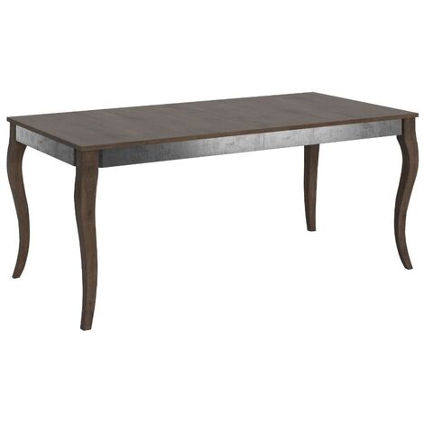 Table rectangulaire extensible 6 à 12 personnes L 160 à 264 cm bois foncé et métal gris Odeza