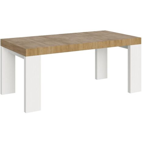 Table rectangulaire extensible bois clair et blanc 180 à 440cm Ribo-Support 4 pieds