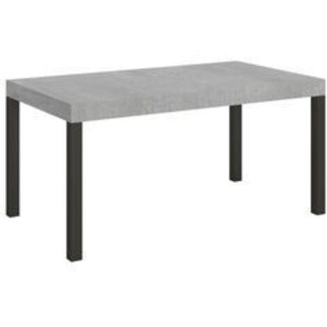 Table rectangulaire extensible bois gris ciment 6 à 20 places L 160 à 420cm Karry-Pied et support sur roulettes