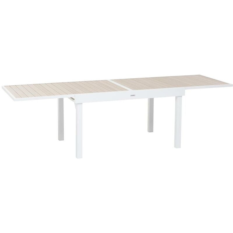 Table de jardin extensible Piazza lin & blanc 10 places en aluminium traité en epoxy - Hespéride - Lin / blanc