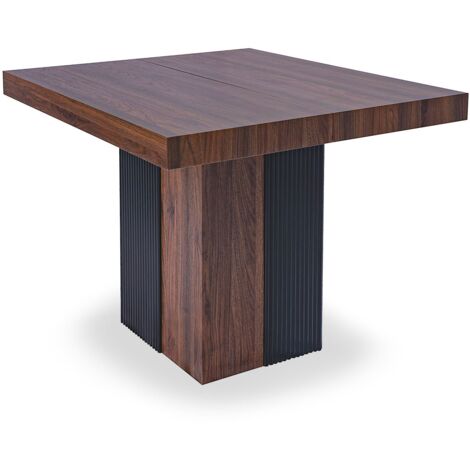 Table rectangulaire extensible Virzon 100-240cm Bois noisette et rainurage Noir