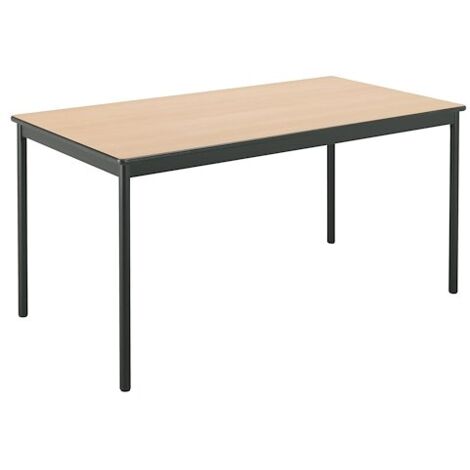 Table rectangulaire L 140 x P 70 cm, piétement noir - Confort - plateau hêtre - Maxiburo