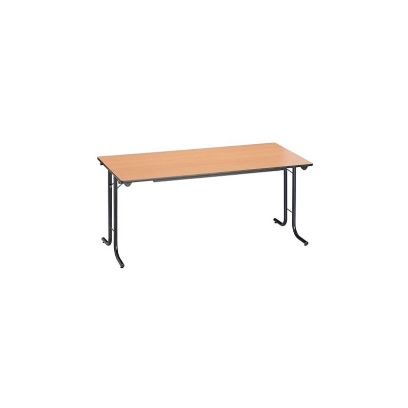 Sans Marque - Table rectangulaire pliante plateau hêtre l 160 x p 70 cm - Classique - piétement noir - Maxiburo - Noir