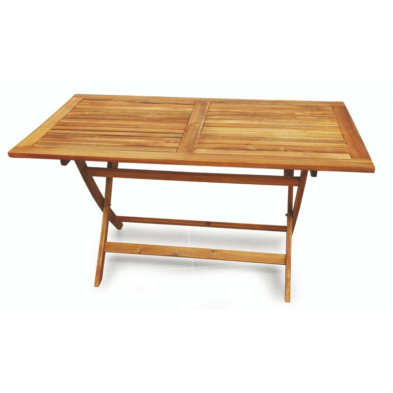 Table rectangulaire pliante dans le bois d'Acacia 140x80x74h cm pliant