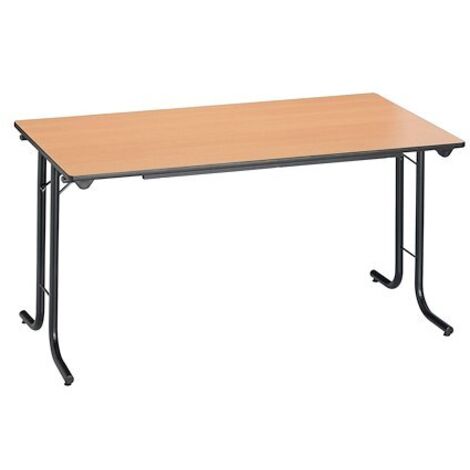 Table rectangulaire pliante plateau hêtre L 140 x P 70 cm - Classique - piétement noir - Maxiburo