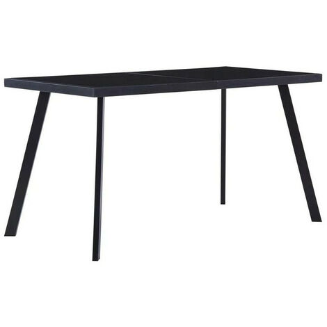 Table rectangulaire verre trempé noir et pieds métal Ragya 140 cm