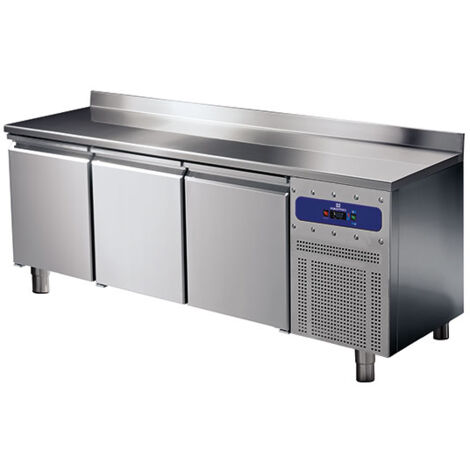 Table Réfrigérée en Inox 600 mm 3 Portes avec Dosseret - Mastro