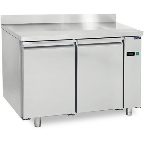 Table Réfrigérée Pâtisserie 2 Portes et Plan de Travail en Inox avec Dosseret - Virtus