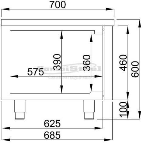 Table réfrigérée positive 2 portes - Profondeur 700 - Combisteel