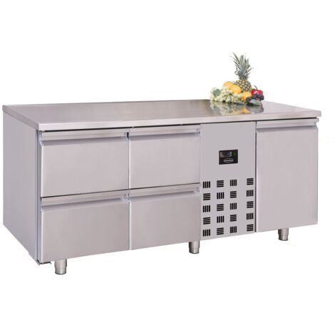 Table Réfrigérée Professionnelle Série 700 - 1 Porte et 4 Tiroirs à Gauche - Combisteel
