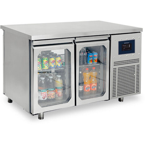 Table Réfrigérée Traversante Avec 2+2 Portes En Verre GN 1/1, -2°/+8°C - Wifi - Virtus - BNA0064/FNG