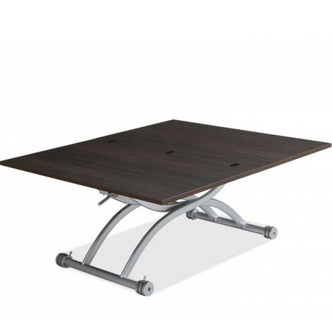 Table relevable extensible compacte HIRONDELLE mélaminé bois wengé 100 x 57/114 cm