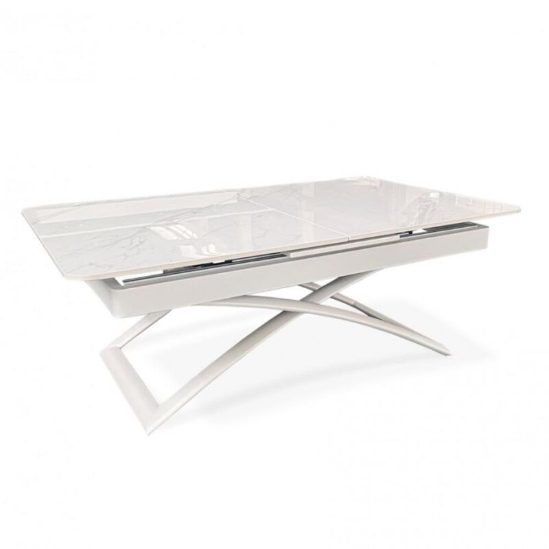 Inside75 - Table relevable extensible condor métal plateau céramique blanc Inside75 - Table relevable extensible condor métal plateau céramique blanc