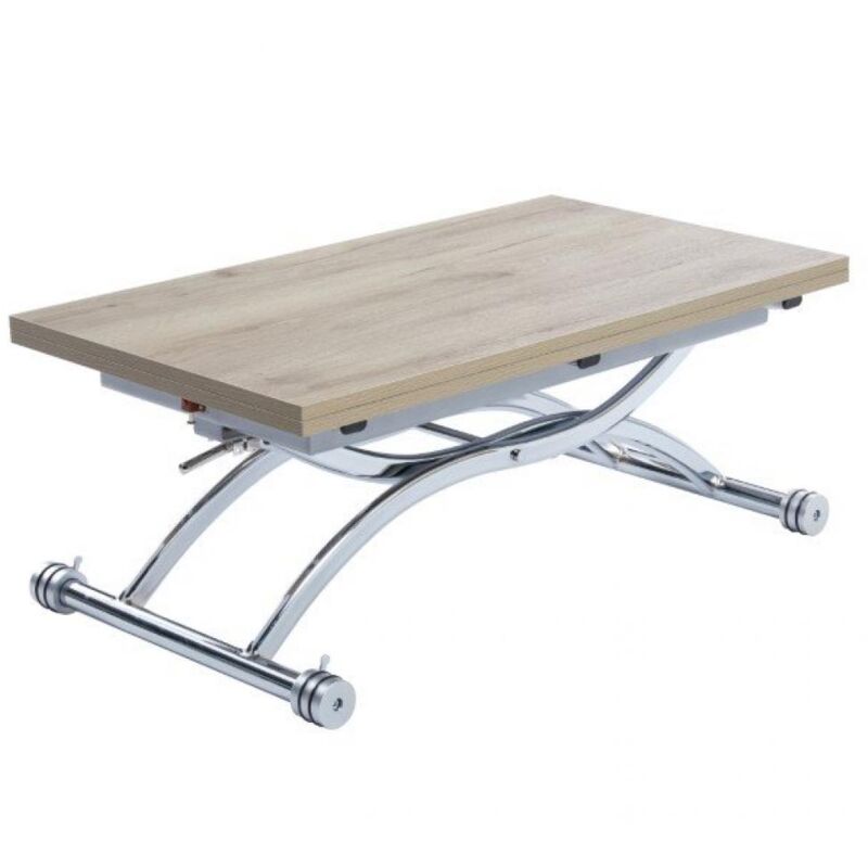 Inside75 - Table relevable extensible hirondelle compacte chêne ancien pied chromé