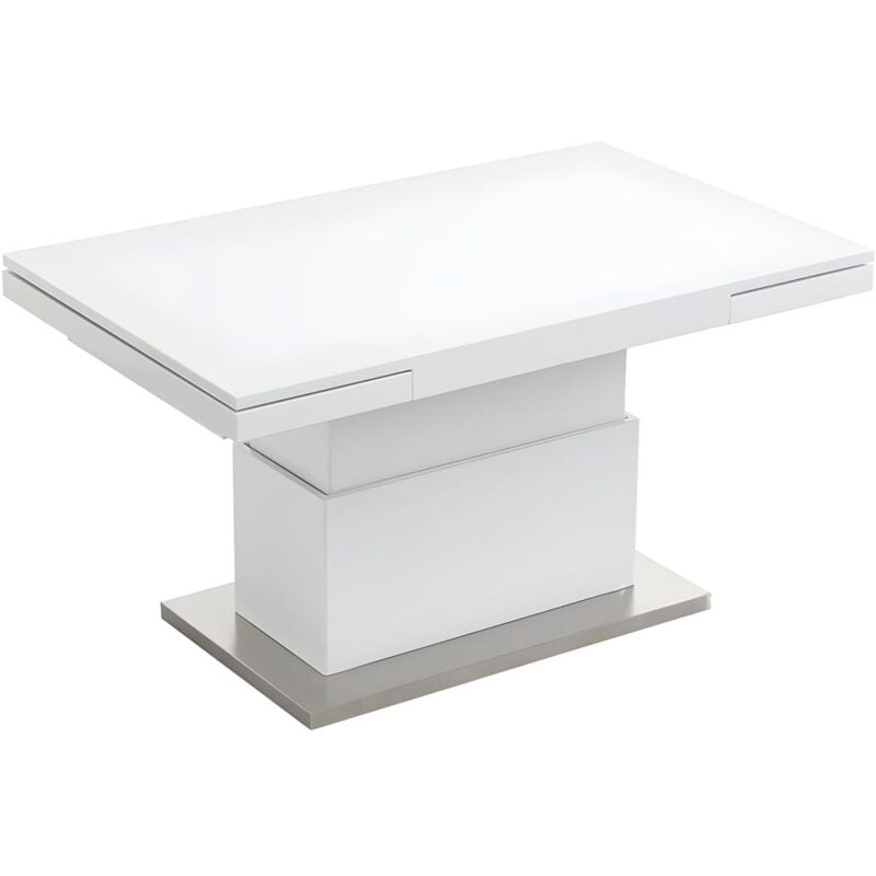 Vente-unique - Table extensible et relevable lauria - 2 en 1 - mdf laqué - Blanc