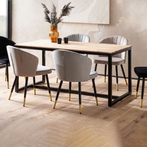 Table repas 180x90x76 cm en acacia et métal noir - PREJI