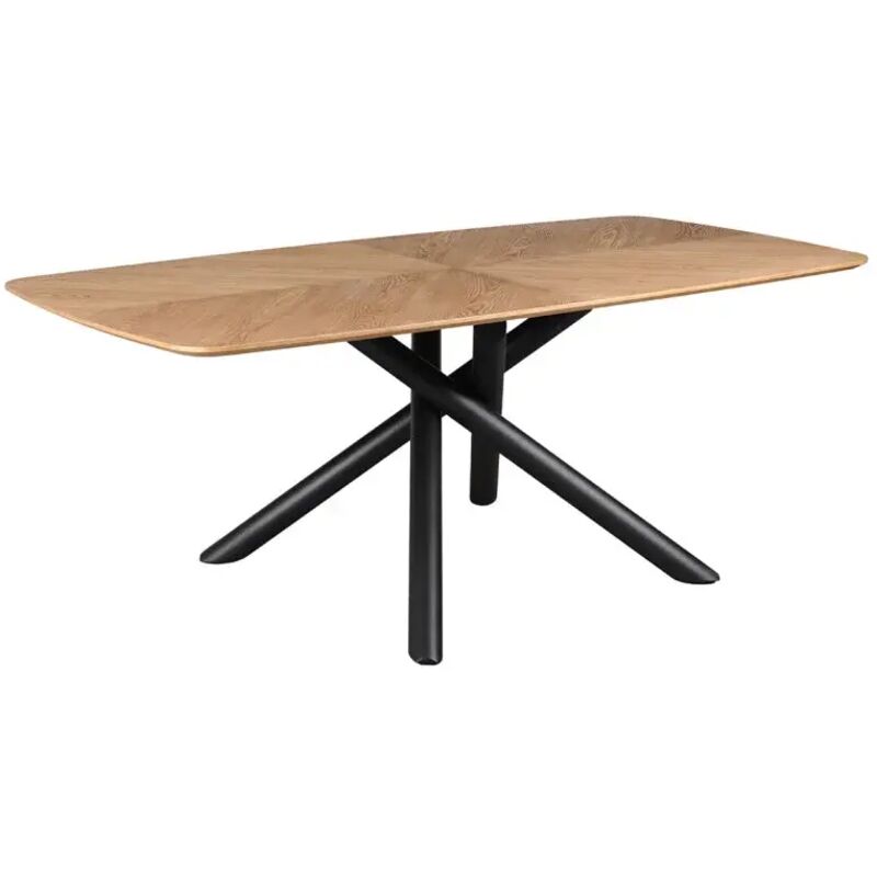 Meubletmoi - Table repas 200 cm en bois de frêne stratifié pieds métal noir - ilda