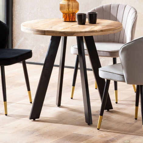 Table repas 80x80x75 cm en acacia massif et métal noir