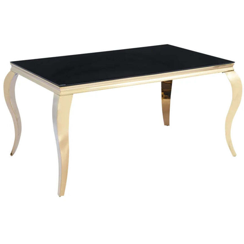 Homy France - Table à manger baroque 6 à 8 personnes Gold verre Noir 180X90cm