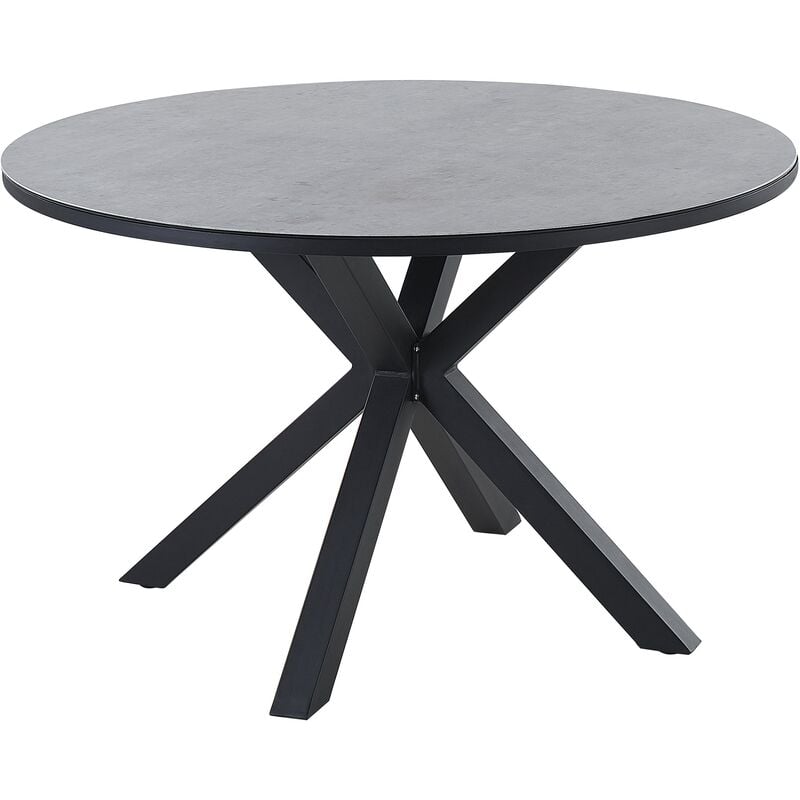 Table de Jardin Moderne 120 cm avec Aluminium et Verre Gris et Noir Maletto