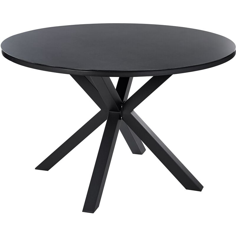 Table de Jardin Moderne ⌀ 120 cm avec Aluminium et Verre Noir Maletto