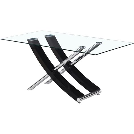Table repas Diva - 160 x 90 x 76 cm - Noir laqué - Noir laqué.