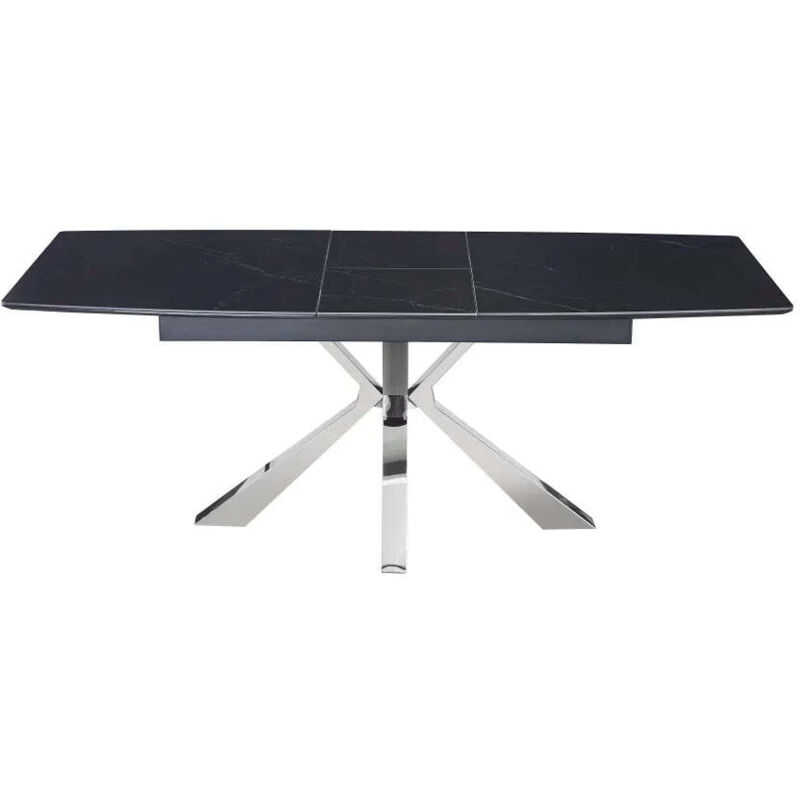 Homy France - Table Repas Extensible 160/200 cm bianca Chrome Céramique Noir marbré