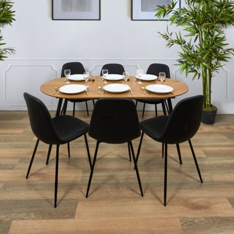 THE HOME DECO FACTORY Table repas extensible en métal et bois 4 à 6 personnes