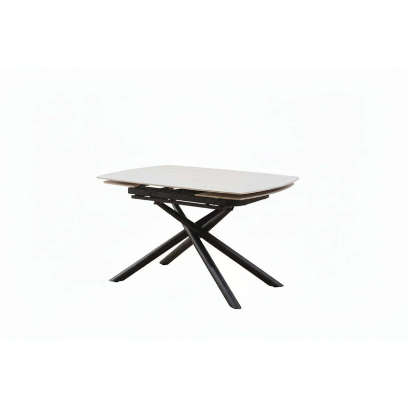 Table repas extensible céramique travertin blanc 129/189 cm – NYSA