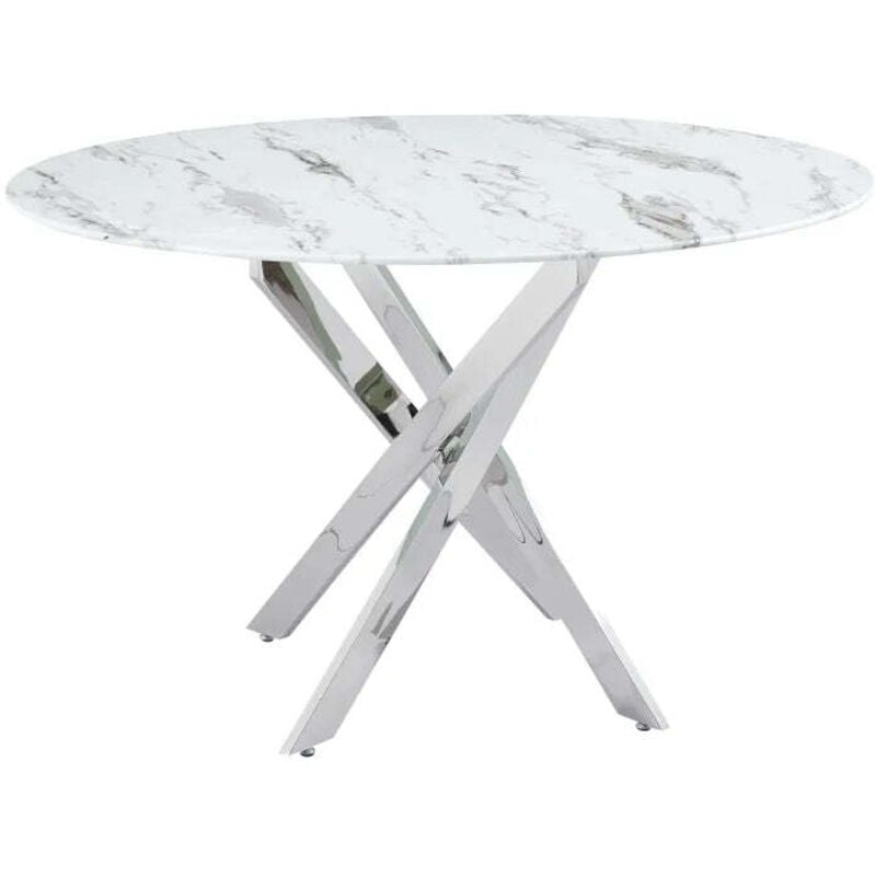 Homy France - Table à manger Ronde jessica Chrome Transparent diam. 120cm Haut. 75cm