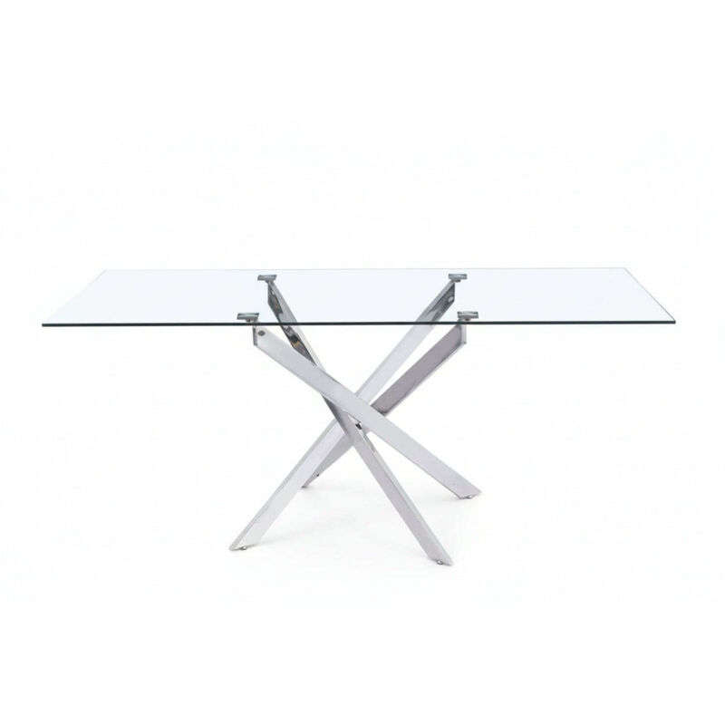 Homy France - Table Repas jessica xxl verre transparent 180x90cm