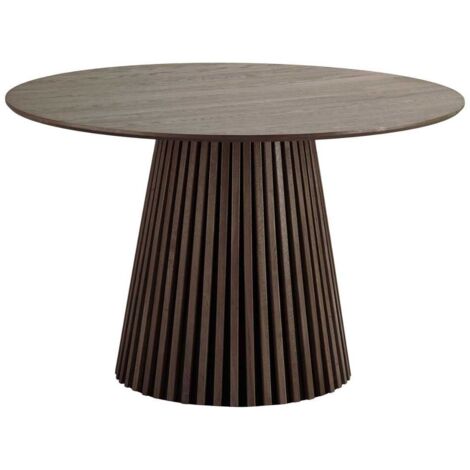 Table repas ronde Ø120cm Pied Central Relief MDF Placage Chêne fumé - DUBLIN