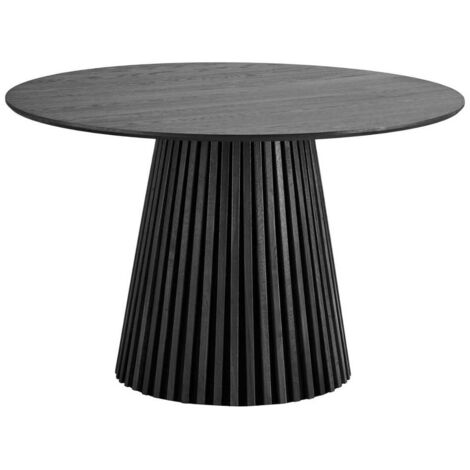 Table repas ronde Ø120cm Pied Central Relief MDF Placage Chêne noir - DUBLIN