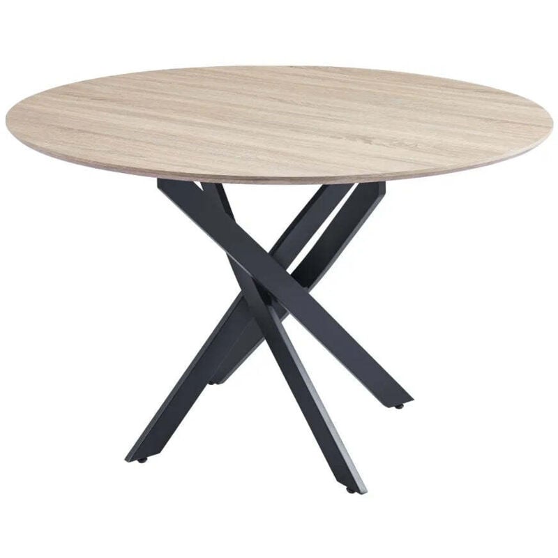 Homy France - Table repas ronde margot pieds métal et plateau bois mdf D100cm