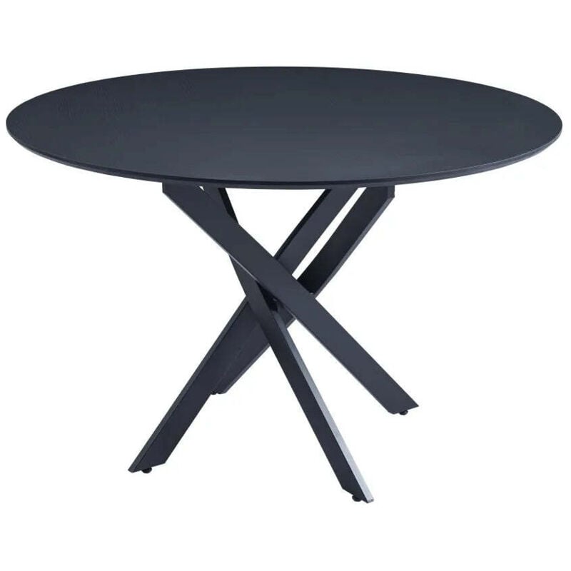 Table repas ronde margot pieds métal et plateau bois mdf noir D100cm